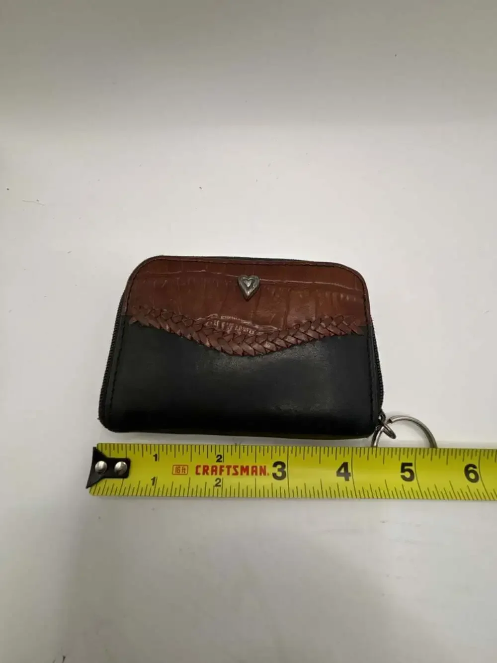 Brighton black and brown croc-embossed leather coin purse with heart charm